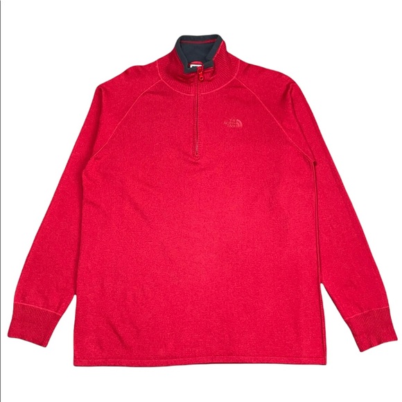 Vintage THE NORTH FACE Wool Sweater 1/4 Zip GREAT COLOR Men’s LARGE - Picture 2 of 7